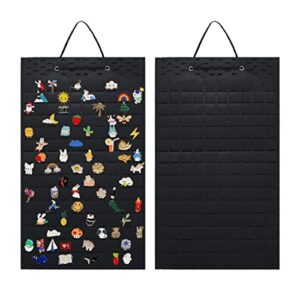 lopuro hanging brooch pin organizer, display pins storage case buttons and lapel collections wall pin collections storage holder hold up to 96 brooch pins (black)