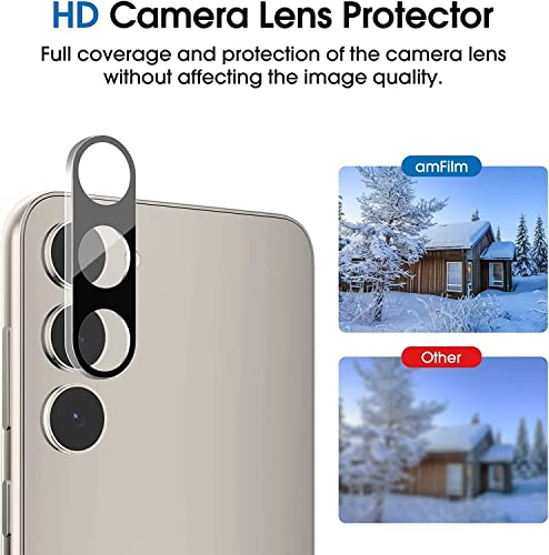 amFilm [2+2 Pack Hybrid Film Screen Protector for Samsung Galaxy S23+/S23 Plus 6.6 Inch [100% Fingerprint ID Compatible] with Tempered Glass Camera Lens Protector and Easy Installation Tray.