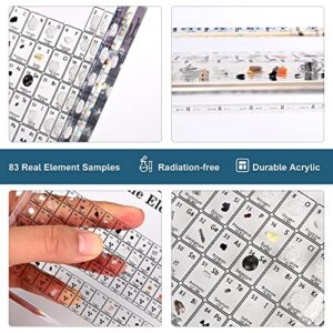 Real Periodic Table of Elements, Acrylic Periodic Table with Real Elements Inside, Chemical Element Periodic Table Display with 83 Samples, Wireless Colorful Light Base, Gift for Student and Teachers