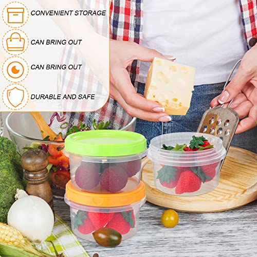 72 Pack 8 oz Twist Top Food Storage Containers with Screw Lids Reusable Freezer Containers Plastic Airtight Deli Food Jars for Food Microwave Dishwasher Leak Proof (Red, Yellow, Green)