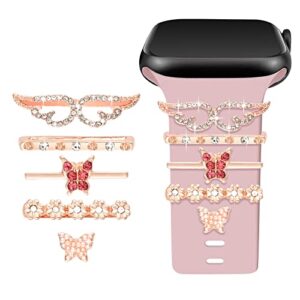 shesyuki watch band charms set - decorative rings and clasps with shining stones, compatible with iwatch series 1 to 8, fits 38mm/40mm/41mm/42mm/44mm/45mm models (no watch band)