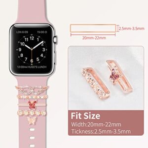 Shesyuki Watch Band Charms Set - Decorative Rings and Clasps with Shining Stones, Compatible with iWatch Series 1 to 8, Fits 38mm/40mm/41mm/42mm/44mm/45mm Models (No Watch Band)