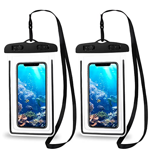 Molain Waterproof Case, 2Pack Universal Waterproof Phone Pouch Bag, Waterproof Cell Phone Dry Bag Compatible, Phone Pouch for Outdoor Water Sports, Boating, Hiking, Kayaking, Fishing Black