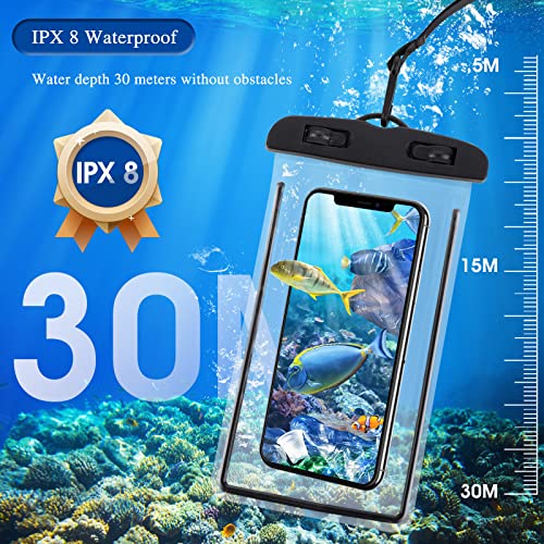 Molain Waterproof Case, 2Pack Universal Waterproof Phone Pouch Bag, Waterproof Cell Phone Dry Bag Compatible, Phone Pouch for Outdoor Water Sports, Boating, Hiking, Kayaking, Fishing Black