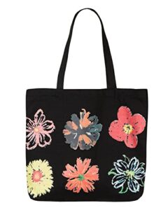 livacasa canvas tote bag for women, large floral grocery bags with zipper and inner pockets,travel tote bags for shopping