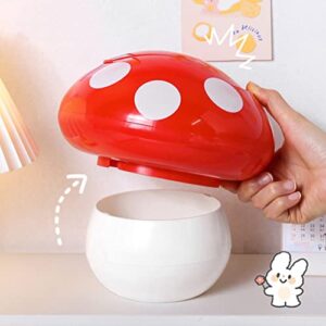 BESTonZON Tiny Desktop Waste Garbage Bin Mushroom Shaped Trash Can Plastic Mini Wastebasket Trash Can Cute Wastepaper Basket Waste Bin with Swing Lid for Office Home