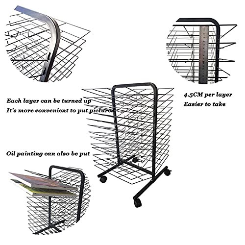 NEOCHY Drying Racks,Movable Art Drying Rack,Drying Easel,Removable Educational Product Drying Rack with Pulleys,Magazine Air-Dry