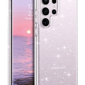 VENINGO Samsung S23 Ultra Case, 3 in 1 Full Body Protective Crystal Transparent S Pen Friendly Design Heavy Duty Hybrid Shockproof Phone Cover for Samsung Galaxy S23 Ultra 5G 6.8" 2023, Glitter Clear