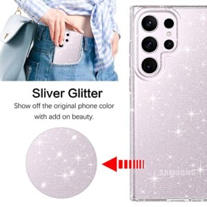 VENINGO Samsung S23 Ultra Case, 3 in 1 Full Body Protective Crystal Transparent S Pen Friendly Design Heavy Duty Hybrid Shockproof Phone Cover for Samsung Galaxy S23 Ultra 5G 6.8" 2023, Glitter Clear