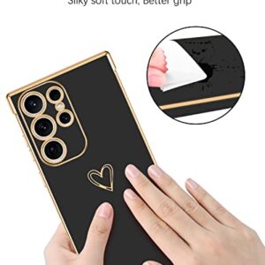 BENTOBEN Samsung Galaxy S23 Ultra Case, Cute Heart Slim & Shockproof TPU Bumper, Lightweight, 6.8 Inch, Black