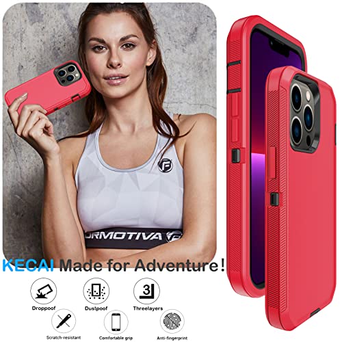 KECAI for iPhone 13 Pro Max Case, with 2X Screen Protector + 2X Camera Lens Protector, Military Grade Dropproof Shockproof Protective Cover, Rugged Durable Case with Port Protection, 6.7''(Red)