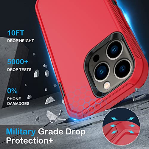 KECAI for iPhone 13 Pro Max Case, with 2X Screen Protector + 2X Camera Lens Protector, Military Grade Dropproof Shockproof Protective Cover, Rugged Durable Case with Port Protection, 6.7''(Red)