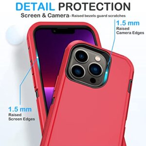 KECAI for iPhone 13 Pro Max Case, with 2X Screen Protector + 2X Camera Lens Protector, Military Grade Dropproof Shockproof Protective Cover, Rugged Durable Case with Port Protection, 6.7''(Red)