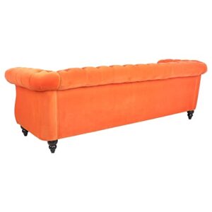 AVZEAR 3 seat Sofa, Velvet Sofa Living Room Sofa Large Sofa Modern Chesterfield Fabric Modern 3 Seater Couch Furniture Classic Tufted Chesterfield Settee Sofa, Orange