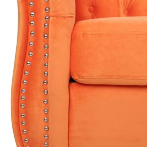 AVZEAR 3 seat Sofa, Velvet Sofa Living Room Sofa Large Sofa Modern Chesterfield Fabric Modern 3 Seater Couch Furniture Classic Tufted Chesterfield Settee Sofa, Orange