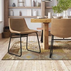 Forevich Kitchen Dining Chairs Faux Leather Modern Upholstered Counter Stools with Metal Legs Comfortable Dining Room Dining Style Set of 2