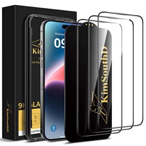 kimsouthd 3 pack shatterproof tempered glass screen protector iphone 14 pro max 6.7 inch - anti fingerprint & 10x anti scratch, [full coverage receiver dust-proof], easy to install with no bubbles.