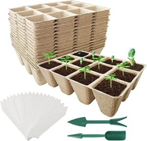fooyekep seed starter tray,20 pack peat pots for seedlings,240 cells biodegradable seed starter pots germination trays,organic seed starter kit with 20 pcs plant labels