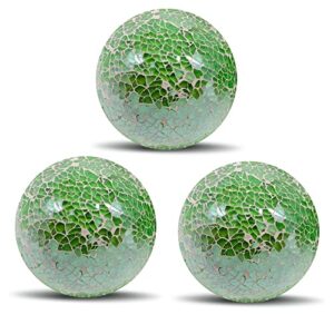 qingbei rina green decorative balls,3 pcs/3.2 inch spring decorative orbs spheres,mosaic glass balls,decorative balls for centerpiece bowls vase filler,st patricks day decor,gift for mom