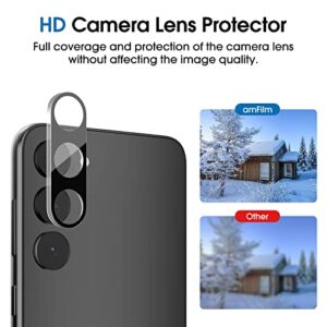 amFilm 2 Pack Hybrid Screen Protector for Samsung Galaxy S23 5G 6.1 Inch [100% Fingerprint ID Compatible] with 2 Pack Tempered Glass Camera Lens Protector and Easy Installation Tray, HD Clear