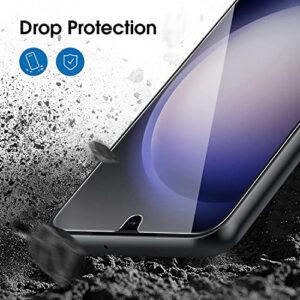 amFilm 2 Pack Hybrid Screen Protector for Samsung Galaxy S23 5G 6.1 Inch [100% Fingerprint ID Compatible] with 2 Pack Tempered Glass Camera Lens Protector and Easy Installation Tray, HD Clear