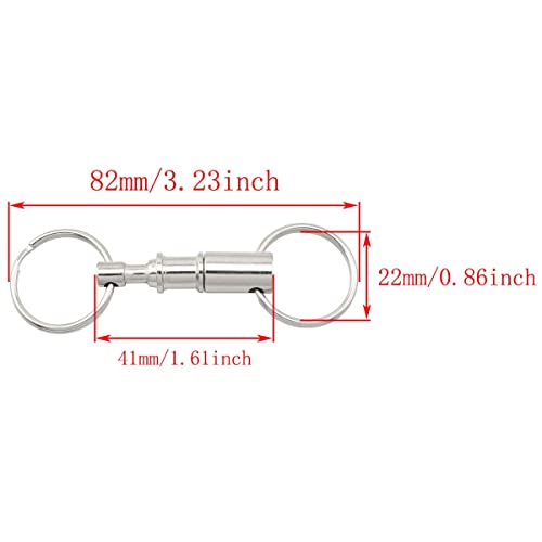 TAODAN 5-Pack Heavy Duty Dual Key Ring Quick Release Detachable Pull-Apart Key 2 Split Rings Keychains Lock Holder Key Accessory