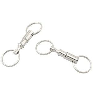 TAODAN 5-Pack Heavy Duty Dual Key Ring Quick Release Detachable Pull-Apart Key 2 Split Rings Keychains Lock Holder Key Accessory