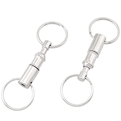 TAODAN 5-Pack Heavy Duty Dual Key Ring Quick Release Detachable Pull-Apart Key 2 Split Rings Keychains Lock Holder Key Accessory