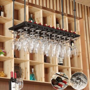 wine racks ceiling metal wine bottle holder hanging stemware glass holder storage rack home & kitchen decor, save space, for bars, restaurants