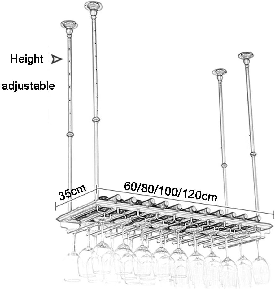 Wine Racks Ceiling Metal Wine Bottle Holder Hanging Stemware Glass Holder Storage Rack Home & Kitchen Decor, Save Space, for Bars, Restaurants