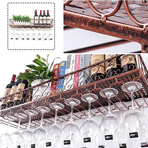 Wine Racks Wall Holder, Wine Storage Organizer Rack Wine Glass Holder Metal Vintage Rustic Wine Bottle Holder Wine Cabinet, Wall Shelf Storage Organizer Rack, Bronze (Size : 80×25c