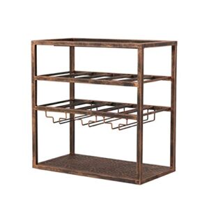 wine rack wrought iron wine rack and glass locker free standing goblet holder support display stand 48x 28x50 cm for up to 12 bottles of wine