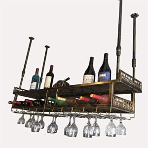 Wine Rack Wall-Mounted Hanging Wine Glass Rack Home Bar Restaurant Kitchen Multi-Function Display Rack Ceiling Wine Rack Wall Rack Storage Rack (Color : Bronze, Size : 120cm)