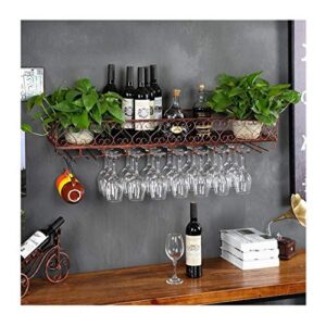 wall-mounted wine rack, hanging restaurant iron frame, european wine glass rack, hanging goblet rack, creative wine glass rack floor (color : brown, size : 30 * 25cm)