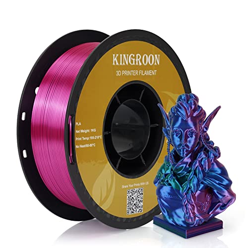 Kingroon PLA 3D Printer Filament, Triple Color Silk PLA Filament, Dimensional Accuracy +/- 0.03 mm, 1 kg Spool(2.2lbs), 1.75 mm, Red Blue Green