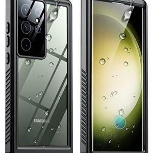 SPIDERCASE Designed for Samsung Galaxy S23 Ultra Case Waterproof,Built-in Screen Protector Full Protection Heavy Duty Shockproof Anti-Scratched Phone Case,Black