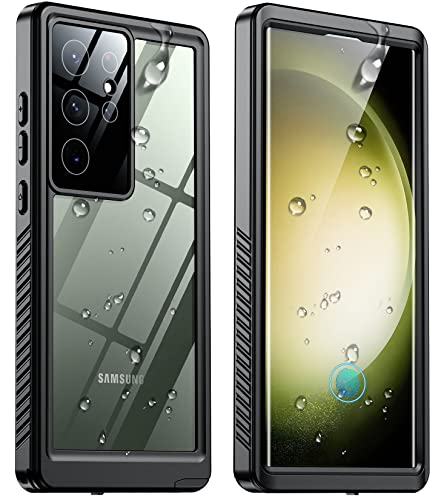 SPIDERCASE Designed for Samsung Galaxy S23 Ultra Case Waterproof,Built-in Screen Protector Full Protection Heavy Duty Shockproof Anti-Scratched Phone Case,Black