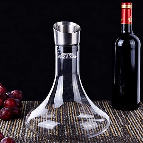 DH Wine Decanter with Waterfall Aerator Filter lid- 60OZ Crystal wine aerator Waterfall decanters,Hand Blown Lead-free Crystal wine carafe for Wine Gift, Wine Accessories