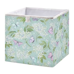 kigai butterfly leaves cube storage bins - 11x11x11 in large foldable storage basket fabric storage baskes organizer for toys, books, shelves, closet, home decor
