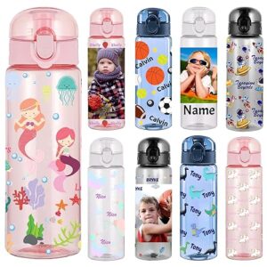 ttrhome personalized water bottle with names, custom clear plastic water bottles for boys girls school sports gym travel - 26oz/780ml