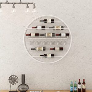 white wine rack wall-mounted round wine bottle holder，metal iron hanging goblet glass stemware storage shelf display shelves for bar kitchen restaurant (size : 85x10x85cm)