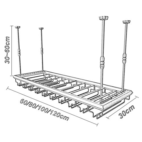 Vintage Ceiling Wine Rack with Hanging Adjustable Boom, Metal Wine Bottle and Glass Holder, Kitchen Bar Counter Floating Goblet Stemware Storage Rack, Bronze (Size : 100×30cm(39×12