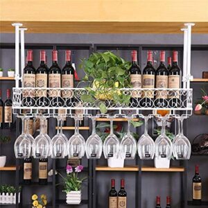 bar unit floating shelves wall-mounted wine racks, wine bottle holder ceiling hanging metal iron wine glass rack goblet stemware racks (color : white, size : 100×25cm(39×10inch))
