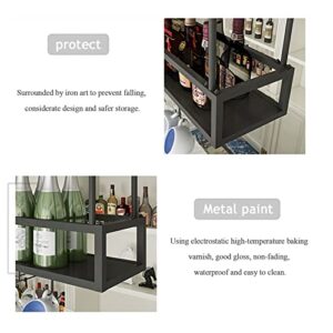 Black Wine Rack Wine Bottles Display Racks Glass Goblets Storage Shelf Ceiling Hanging Holder Wall Mounted Iron Shelving for Under Cabinet, Kitchen, Bar, Restaurants (Size : 120x25