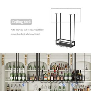 Black Wine Rack Wine Bottles Display Racks Glass Goblets Storage Shelf Ceiling Hanging Holder Wall Mounted Iron Shelving for Under Cabinet, Kitchen, Bar, Restaurants (Size : 120x25