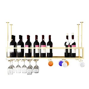 sxtbwfy bar unit floating shelves gold iron wine rack wine bottle holder ceiling hanging metal champagne glass goblet stemware racks storage shelf for restaurant kitchen (size : 80x25x21cm)