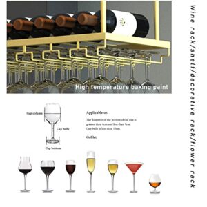 Wine Rack | Ceiling Mounted Wine Bottle Holder | Hanging Storage Shelf for Champagne Stemware Glasses | Industrial Gold Metal Decorative Stand, for Kitchen Bar (Size : 120x30cm)