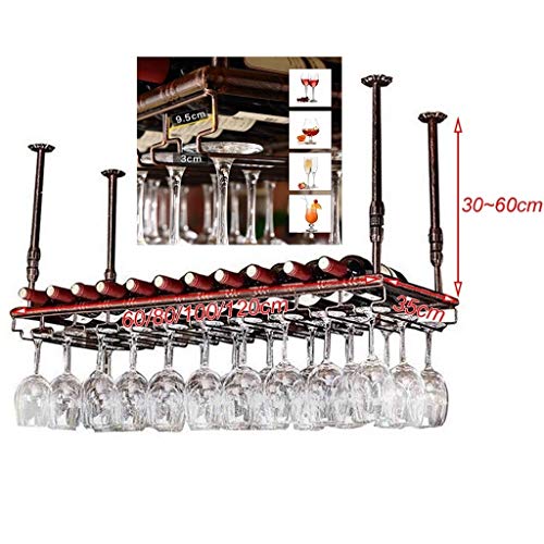 Ceiling Wine Glass Holder, Stemware Rack, Bar Floating Wine Rack Wine Goblet Holder, Adjustable High Hanging Wine Goblet Rack -Vintage Bronze (Size : 60×35cm(24×14inch))