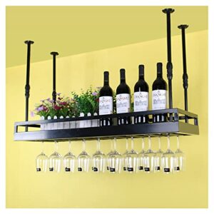 bar upside down wine glass rack, iron ceiling decoration rack, creative goblet rack hanging wine rack, flower shop display flower rack (color : black, size : 50x35x60cm)