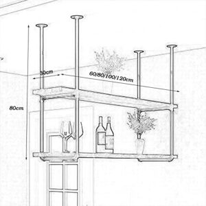 Ceiling Decoration Shelf Bar Hanger Wine Rack, Industrial Storage Rack, Wrought Iron Hanging Cabinet Wall Hanging Green Plant Display Rack Bookshelf (Color : 60X30X80CM)